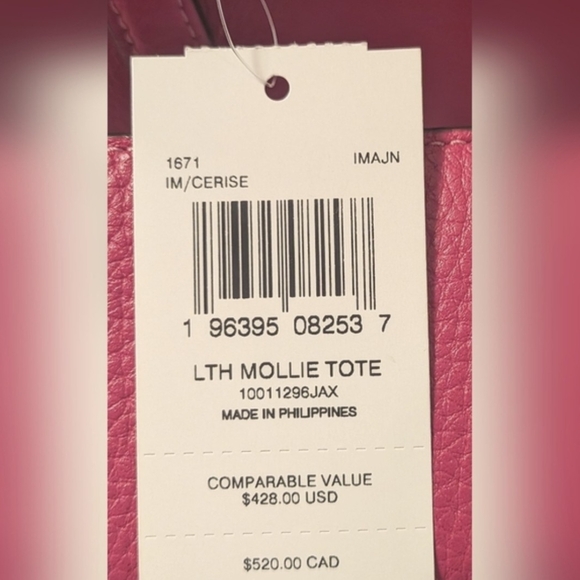 Coach Mollie Leather Tote and Accessory Set in CERISE PINK -NWT - Picture 7 of 13